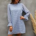thumbnail image 4 of Vestido De Manga Larga Para Mujer, Gasa Con Estampado De Puntos De Orillo Fibroso Cómodo Cuello Redondo Vestido De Manga Larga Para Vacaciones Para El Club ANGGREK AI1711, 4 of 6