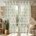 thumbnail image 2 of Vargottam Floral Print Sheer Georgette Curtains for Windows & Small Doors Set of 2 Panels, 72" Long, Grommet Top, Printed Light Filtering Drapes for Living Room &' Study, 2 of 9