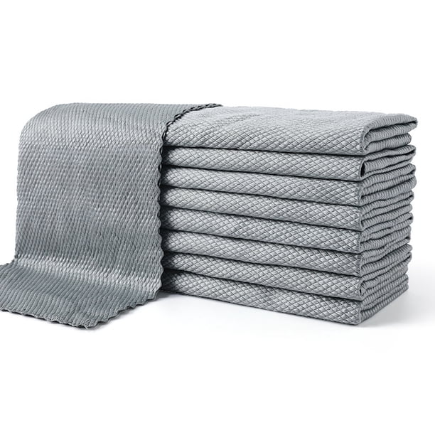 Xiao Hua Paño de limpieza de microfibra, antirayaduras, para cocina, espejos, ventanas (paquete de 6, 30 x 59 cm), gris