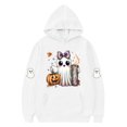 thumbnail image 4 of SERTG Children Halloween Printed Hooded Tops Long Sleeved Sweatshirt with Pockets Fleece Top Hooded Sweatshirt for Girls 3-14 Years(White,3-4 Years), 4 of 4
