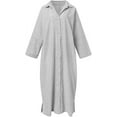 thumbnail image 2 of Women's Casual Long Sleeve Button Down Loose Striped Cotton Maxi Shirt Dress, 2 of 7