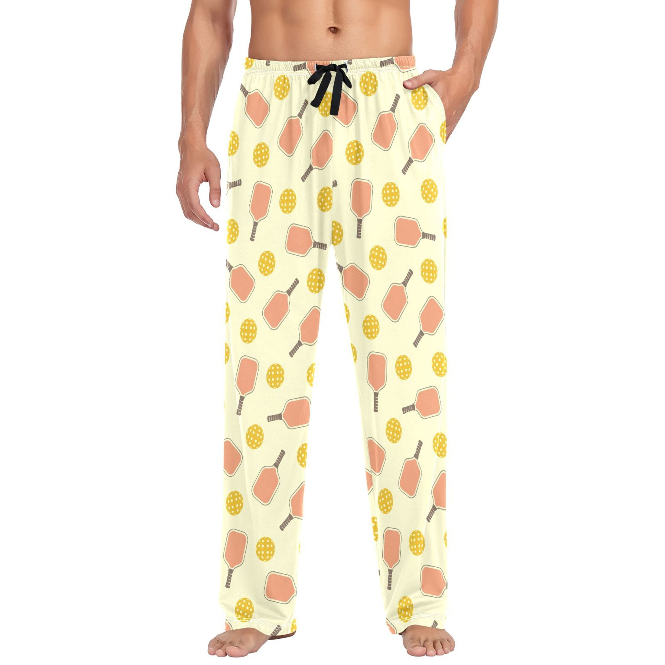 Yellow Pickleball Balls joogoo Men's Pajama Pants Cotton Long Sleepwear Lounge Pants M