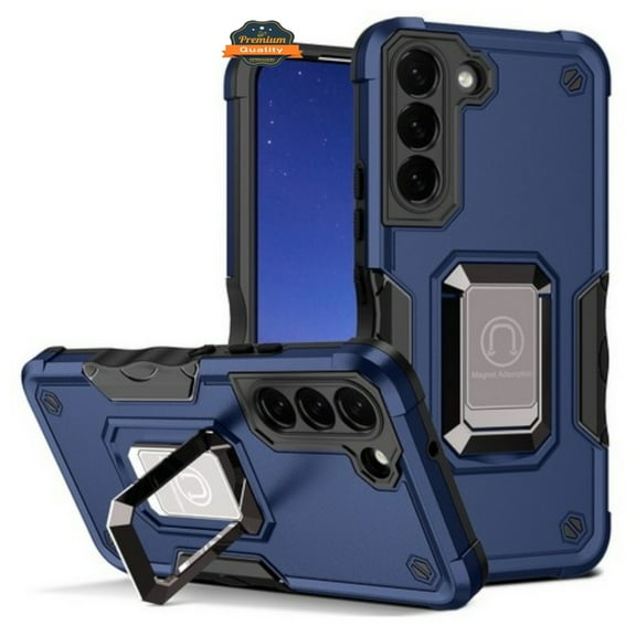 For Samsung Galaxy S25 EDGE Heavy Duty Hybrid 2in1 Hard PC & TPU Rugged Bumper Shockproof with Magnetic Ring Kickstand Phone Case Cover by Xpression, Blue