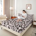 thumbnail image 4 of jejeloiu Abstract Cheetah Print Bed Sheets,Kawaii Graffiti Hearts King Sheets,Brown Black Sheet Set For Teens,Super Cozy Room Decor,4pcs, 4 of 7