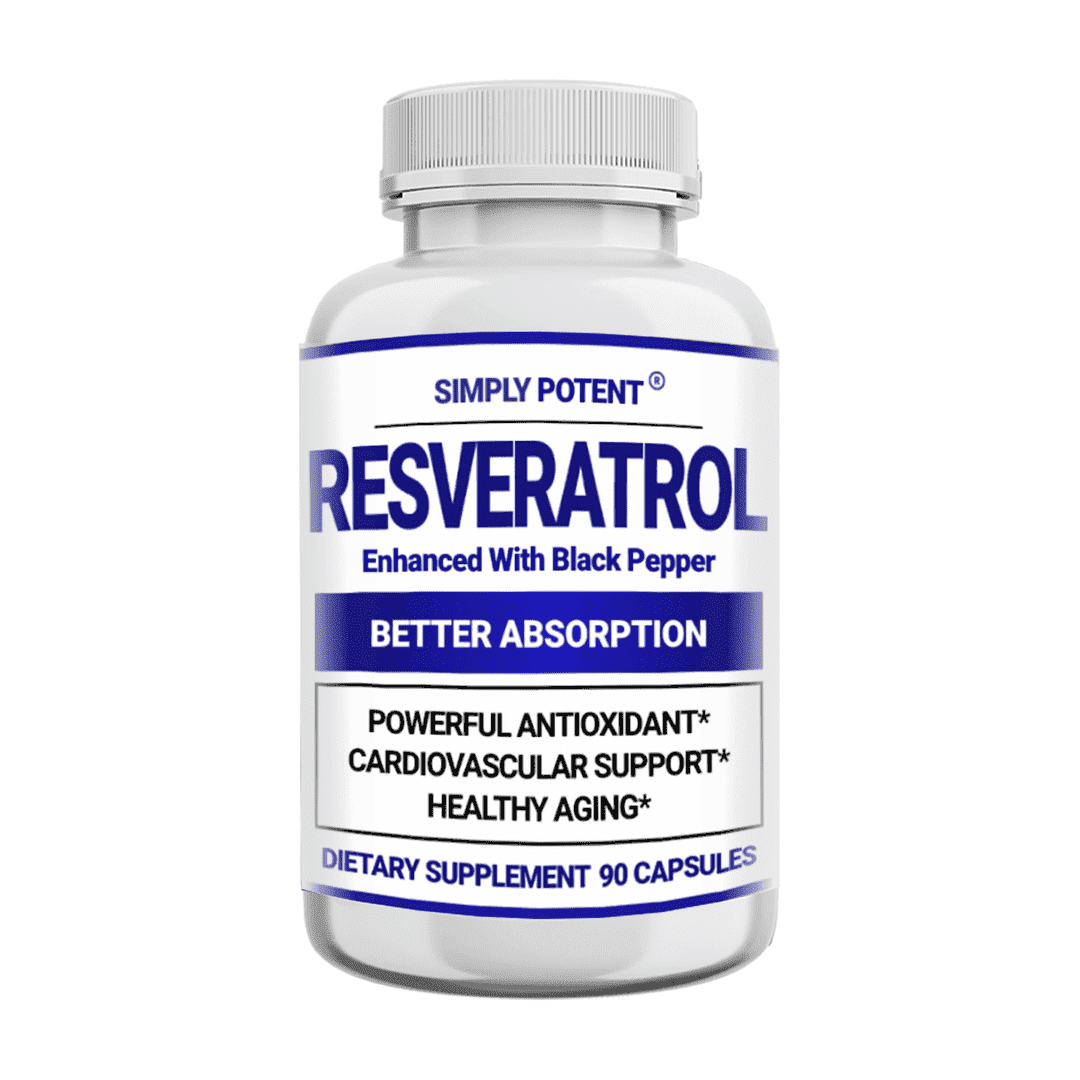 Simply Potent Resveratrol 1000mg Supplement, Trans-Resveratrol Antioxidant with Black Pepper for Heart, Brain & Anti-Aging, Vegan, 90 Ct