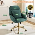 thumbnail image 3 of FervorFurn Home Office Chair, Velvet Makeup Vanity Chair, Comfy with Adjustable Swivel Wheels, for Living Room, Bedroom, Green, 3 of 10