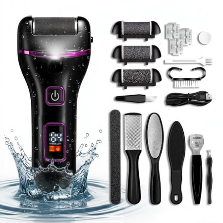 Electric Callus Remover for Feet, Electric Foot Callus Removers Rechargeable, Electronic Foot File Pedicure Tools, Waterproof Foot Scrubber File, Professional Pedicure Tools, Foot Care, 3 Rollers