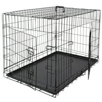 36" Dog Crate Kennel Folding Pet Cage 2 Door With Tray Indoor Pet Safe House