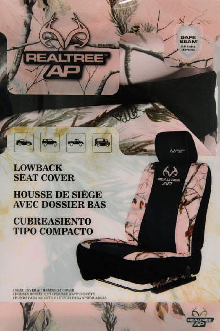 Realtree Pink Camouflage Low-Back Bucket Seat Cover - image 2 of 4