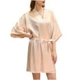 thumbnail image 2 of SELONE Bridesmaid Robes for Wedding Party Short Length Lightweight Solid 3/4 Sleeve Pajamas XL Beige, 2 of 6