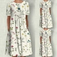 thumbnail image 2 of Dianli Sun Dresses Women Summer Casual Short Sleeve Tunic Shirt Midi Sundresses Daisy Print Plus Size Dress Round Neck Graduation, 2 of 6