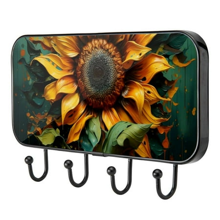 

Sunflower Seamless Printing Self Adhesive Towel Coat Wood Iron Hooks for Home Keys Door Outdoor Home Improvement Utility Hook