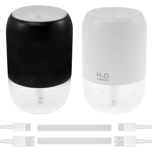 2 PCS Small Humidifier 200 ML 2 Mist Modes Cool Mist Humidifier with Light USB Powered Portable Humidifier Noise Reduction Mini Humidifier Cute Humidifier Nightlight for Desktop Office Bedroom