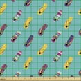 thumbnail image 2 of Ambesonne Summer Fabric by the Yard Upholstery, Dotted or Striped Sandals, 1 Yard, Turquoise and Multicolor, 2 of 5