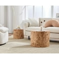 thumbnail image 4 of EALSON Nesting Coffee Tables Set of 2 Farmhouse Small Round End Tables Modern Wood Circle Side Table Drum Table for Living Room Small Spaces Bedroom Balcony, No Assembly, Natural Burl, 4 of 14
