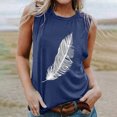 thumbnail image 2 of Camiseta sin mangas con estampado de plumas para mujer, blusa sin mangas gráfica divertida para playa de verano para niñas adultas Pompotops  lopia991187, 2 of 6