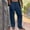 Navy, variant on Purcolt Mens Cotton Linen Pants Summer Casual Drawstring Elastic Waist Loose Fit Palazzo Pants Comfortable Baggy Trousers with Pockets