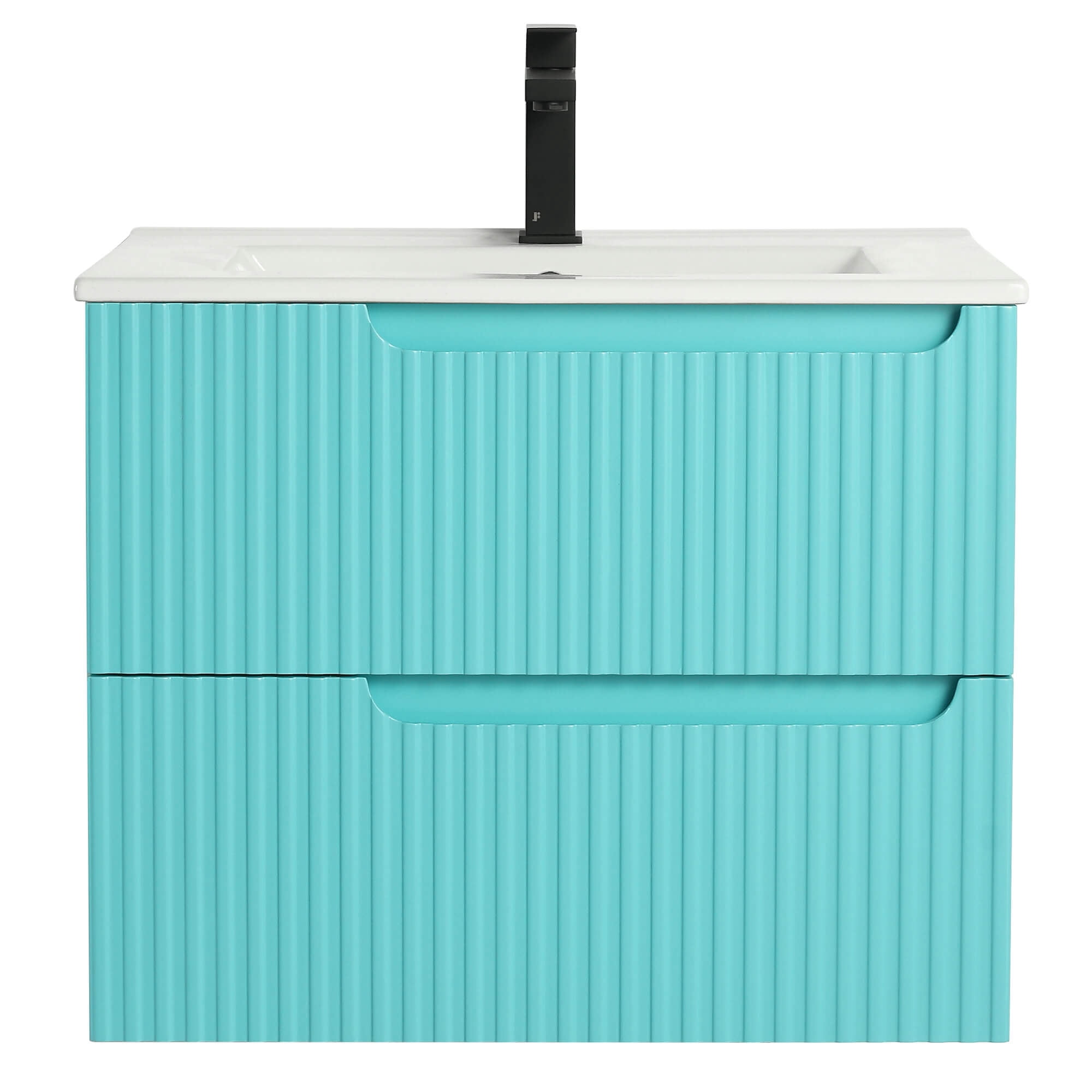 Citiscape Modern Bathroom Vanity with Textured Drawer Fronts 24" Wide - Tiffany Blue - Sink Included