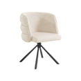 thumbnail image 3 of Hommoo 270° Swivel Accent Chair 2-Piece Chairs Set, Modern Chenille Upholstered Armchair with Metal Base, for Home & Office, Beige, 3 of 6
