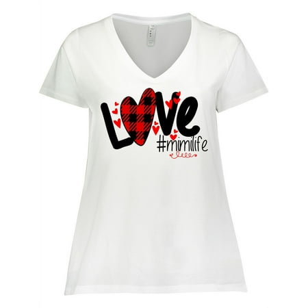 

Inktastic Love Mimi Life Flannel Heart Women s Plus Size V-Neck