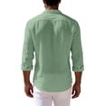 thumbnail image 4 of LNZGNM Men's Casual Button Down Shirts Long Sleeve Beach Summer Lapel Shirt Linen Cotton Lightweight Solid Shirts Fashion Textured Top,Green M, 4 of 4