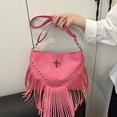 thumbnail image 4 of Women Fringe Hobo Bag Western Purse Shoulder Bag Vegan Tassel Hippie Crossbody Bag, 4 of 9