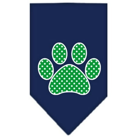 - Green Swiss Dot Paw Screen Print Bandana Navy Blue large