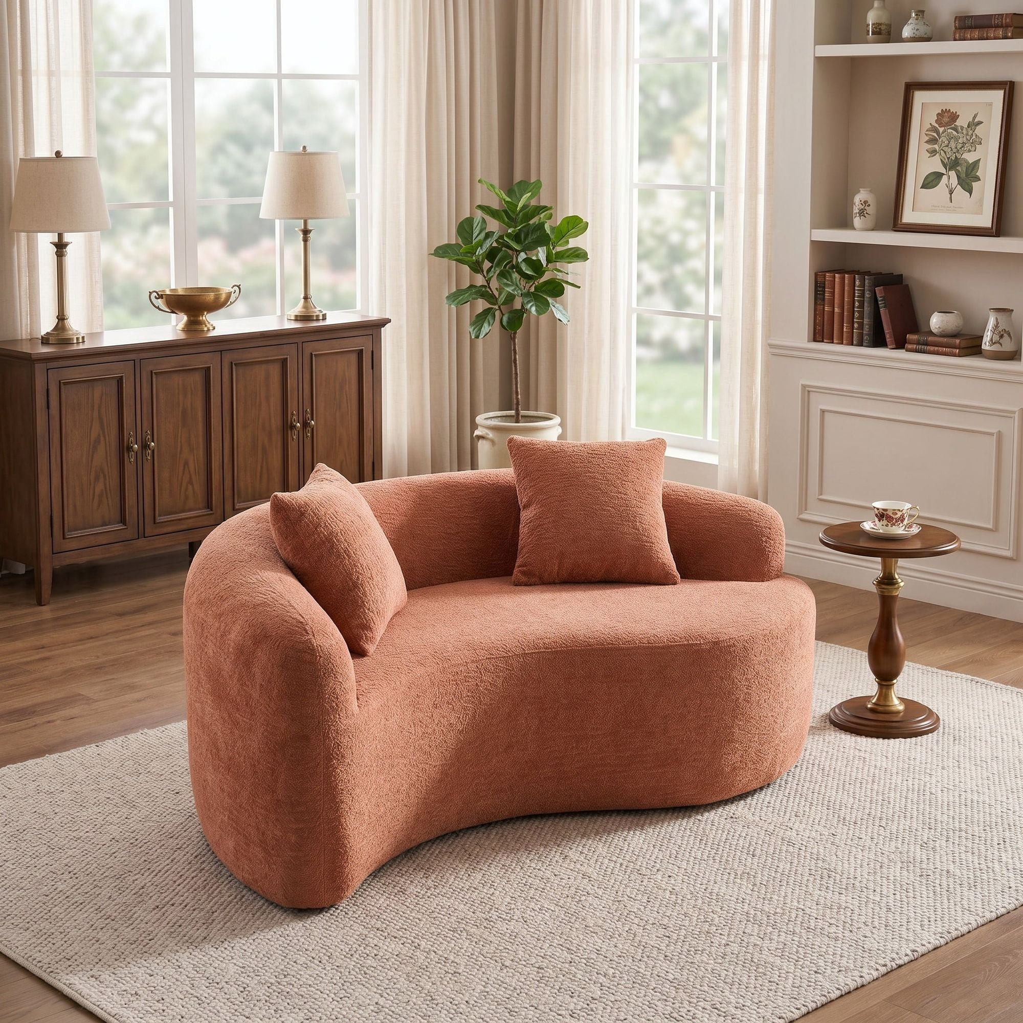 Sailvan S-Curved Chenille Sofa Loveseat, Dual-Depth, No Assembly, Compact for Small Spaces