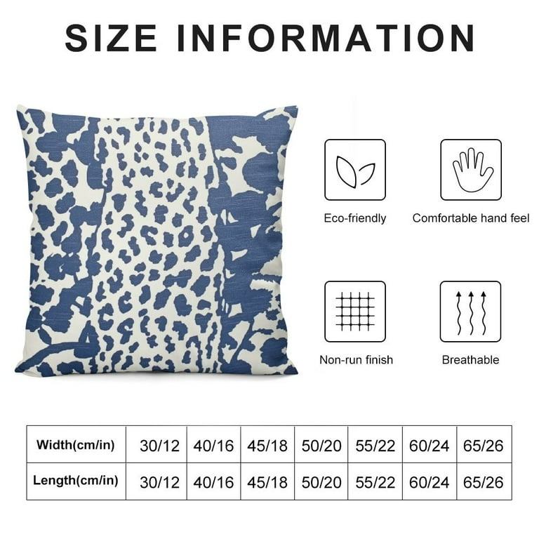 COMIO Navy Blue Cheetah Pillow Covers Blue And White Leopard Print Throw Pillows Animal Spots Outdoor Pillowcase Cushion Cover Modern Decorative Pillows for Couch Bed Sofa Home Decor Walmart
