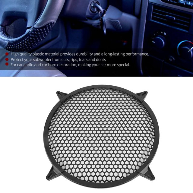 Car o Speaker Cover - Cubierta de malla de plástico Modificación de altavoz de subwoofer Protector de protección Cubierta circular decorativa (Negro)(12in) Unbranded QC17389-04