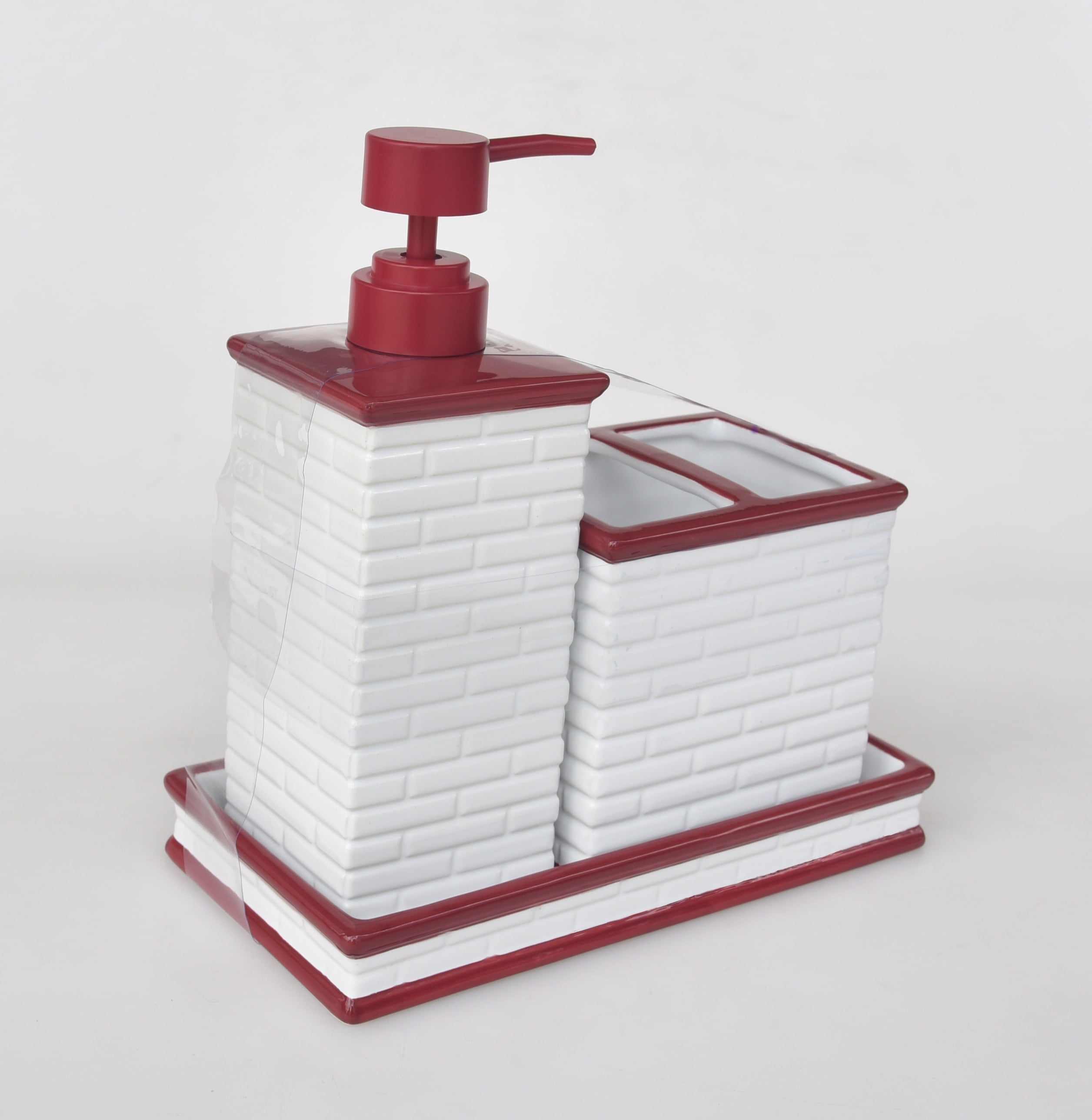 Ceramic 3 Pc Holiday Bath Accessory Organizer