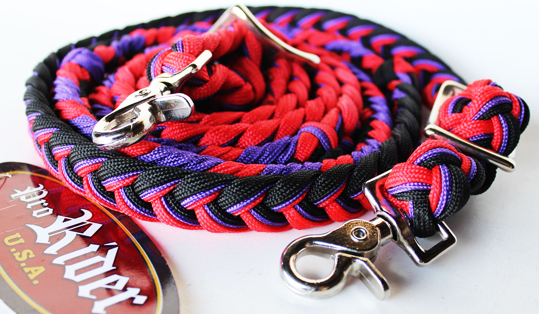 Horse Roping Knotted Tack Western Barrel Reins Nylon Braided 607RS2