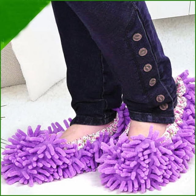 XZNGL Single Chenille Mop Wipe Slippers Shoes Lazy Shoe Mop Caps Set PP