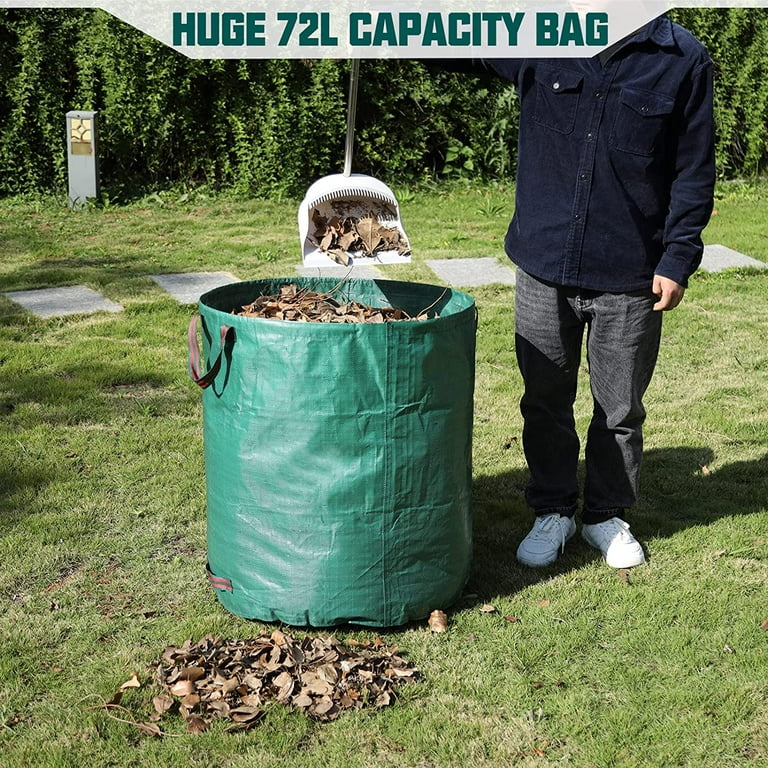 72 Gallon Reusable Yard Waste Bag, Heavy Duty, Upright Lawn Bags with 4  Reinforc