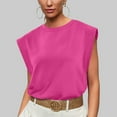 thumbnail image 2 of Defitshape Women's Soft Tank Top Casual Blouse Summer Sleeveless Shirt Crew Neck Spring Short Sleeve Fall Cap Sleeve Blouse Pink Large, 2 of 4