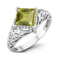 thumbnail image 2 of 1.30 Ctw Square Lemon Quartz Filigree 925 Sterling Silver Solitaire Mother's Day Gift Ring, 2 of 4