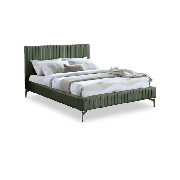 Meridian Furniture Gallo Green Vegan Leather Queen Bed