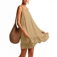 thumbnail image 4 of FRSASU Sundresses for Women Spaghetti Strap Ruffle Hem Short Flowy Casual Summer Beach Vacation Dresses Khaki, 4 of 9