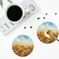 thumbnail image 4 of Yiaed Sunflower Field Bliss Print Leather Coasters for Drinks - Cup Coasters Coffee Table Kitchen Table Bar, Home & Office Gifts Handmade Drink Coasters-Round Shape, 4 of 6