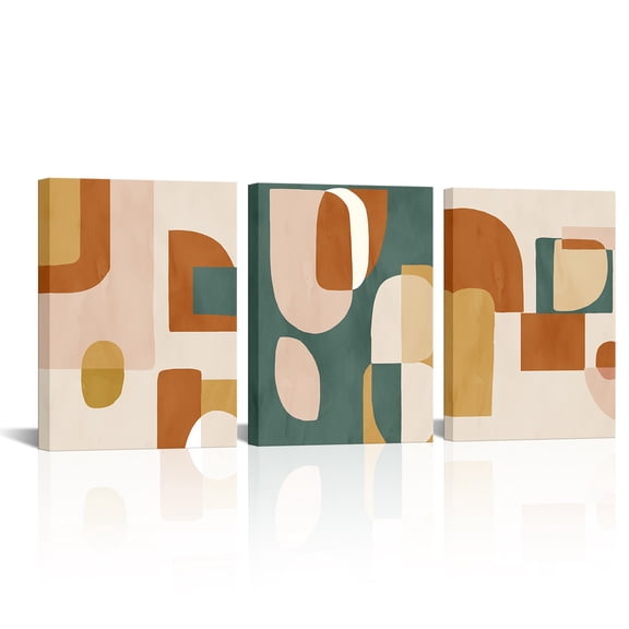 Furnster Framed Wall Art Canvas Colorful Abstract Gradient Geometric Pattern Wall art Decor Picture for Living Room, Bedroom Home Office 12"x16" x 3 Panels