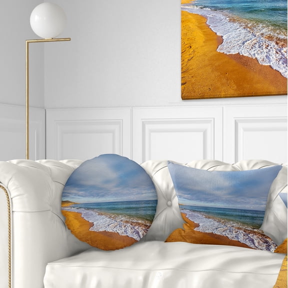 Designart 12" x 20" Blue Polyester Throw Pillow