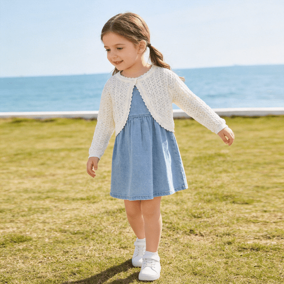 Hotiary 9M-7Y Toddler Girls Open Front Knit Cardigan Sweater Baby Kids Long Sleeve Bolero Shrug Dress Up Cropped Jacket Tops