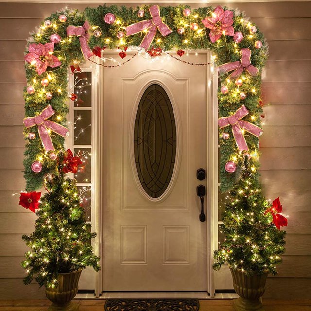 WRXMIJNHGSA Wreath Clearance Christmas Stairs Decoration Rattan Flowers Rattan Christmas Tree Festival Decorations Door Decoration