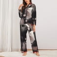 thumbnail image 2 of KLL Heart Guinea Pig Couple Print Women's Long Sleeve Pajamas with Pants Sleepwear Loungewear 2 Set-Small, 2 of 7