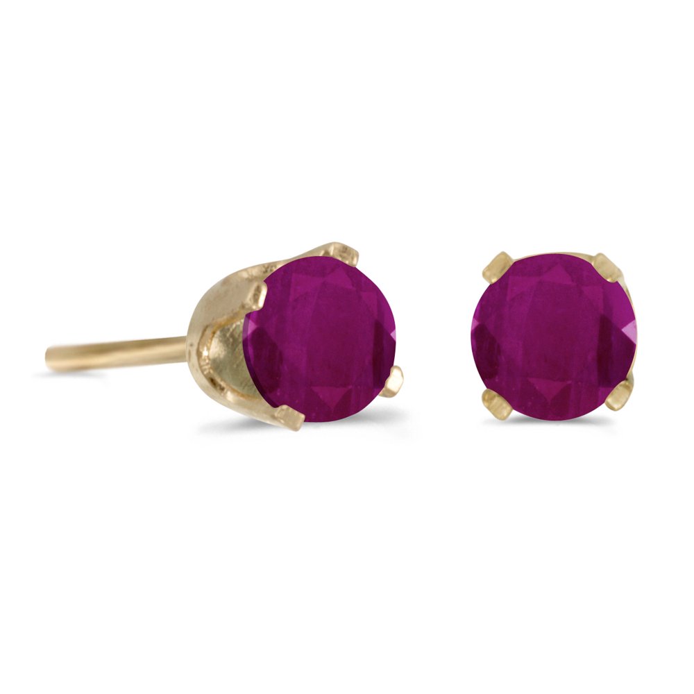 Direct-Jewelry - 14k Yellow Gold 4mm Round Ruby Stud Earrings - Walmart