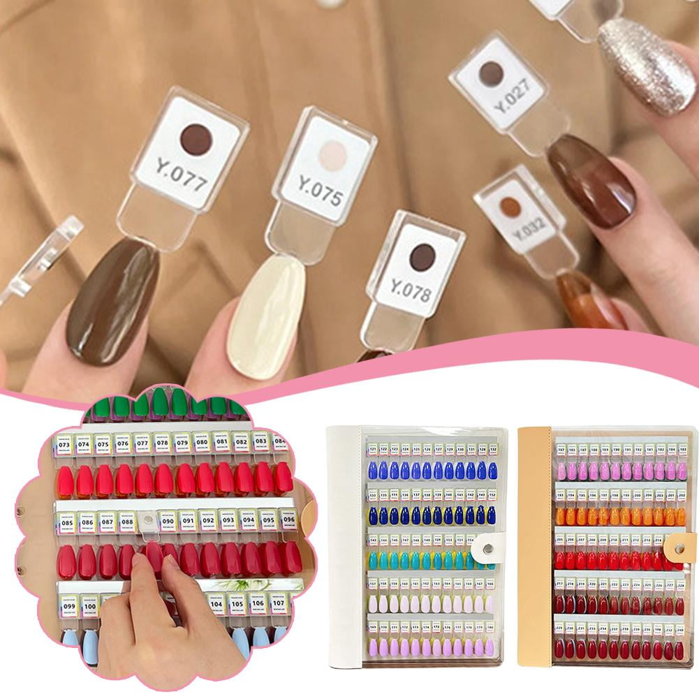 QHUDLV Magnetic Nail Swatches Book, 120/180/240 Color Display Book with Tips, Nail Art Sample Storage Organizer for Manicurist Salon Use
