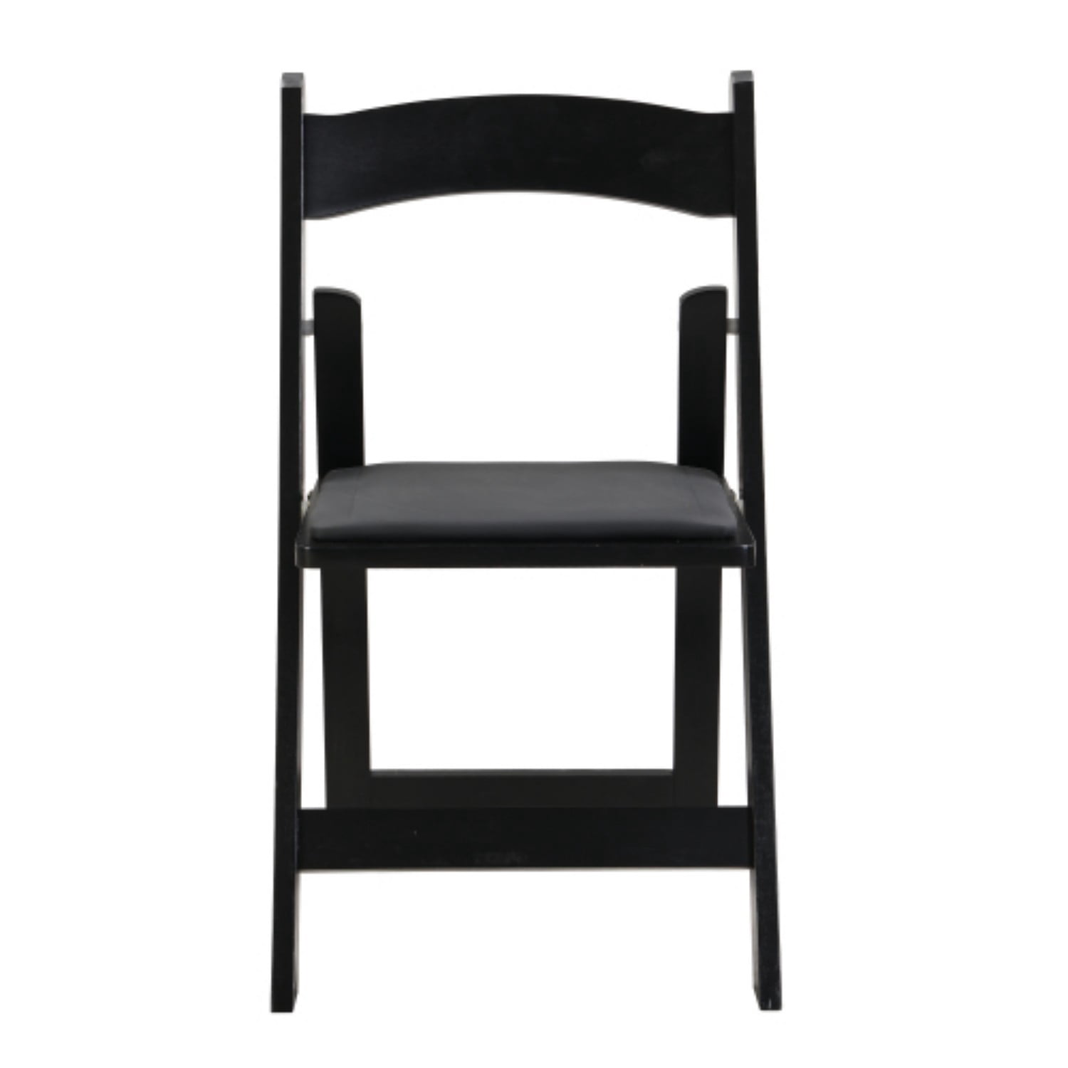Folding Chairs Set of 4, Upholstered Folding Dining Chairs with Solid Wood Frame, PU Leather Cushion, Space-Saving Portable Chairs, Black