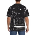 thumbnail image 3 of Logiee Star Gazing Cat Illustration Print Men's Button Down Shirts Short Sleeve, Summer Beach Shirts,Vacation Wedding Shirts,Men's Casual Button-Down Shirts with Pocket-3X-Large, 3 of 5