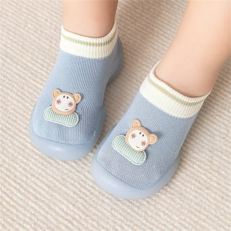 

eczipvz Baby Shoes Boys Girls Animal Cartoon Socks Shoes Toddler WarmThe Floor Socks Non Slip Prewalker Shoes 360 Shoes (Blue 6.5 Toddler)