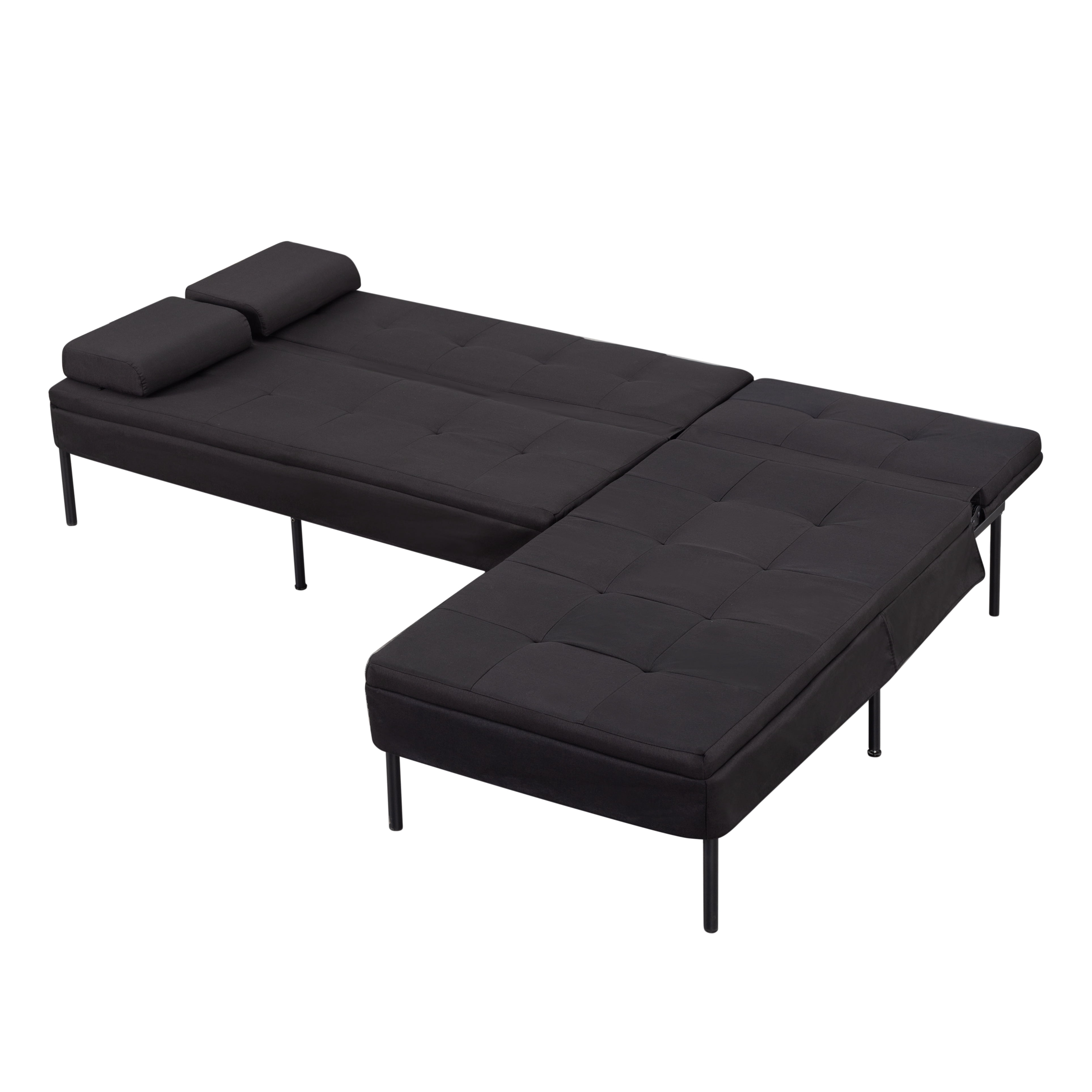 Gewnee 78.7'Convertible Sofa Couch,L-Shaped 3-Seat Sofa with Reversible Chair,5-level Adjustment Sectional Sofa,Suitable for Apartments and Living Rooms.Black